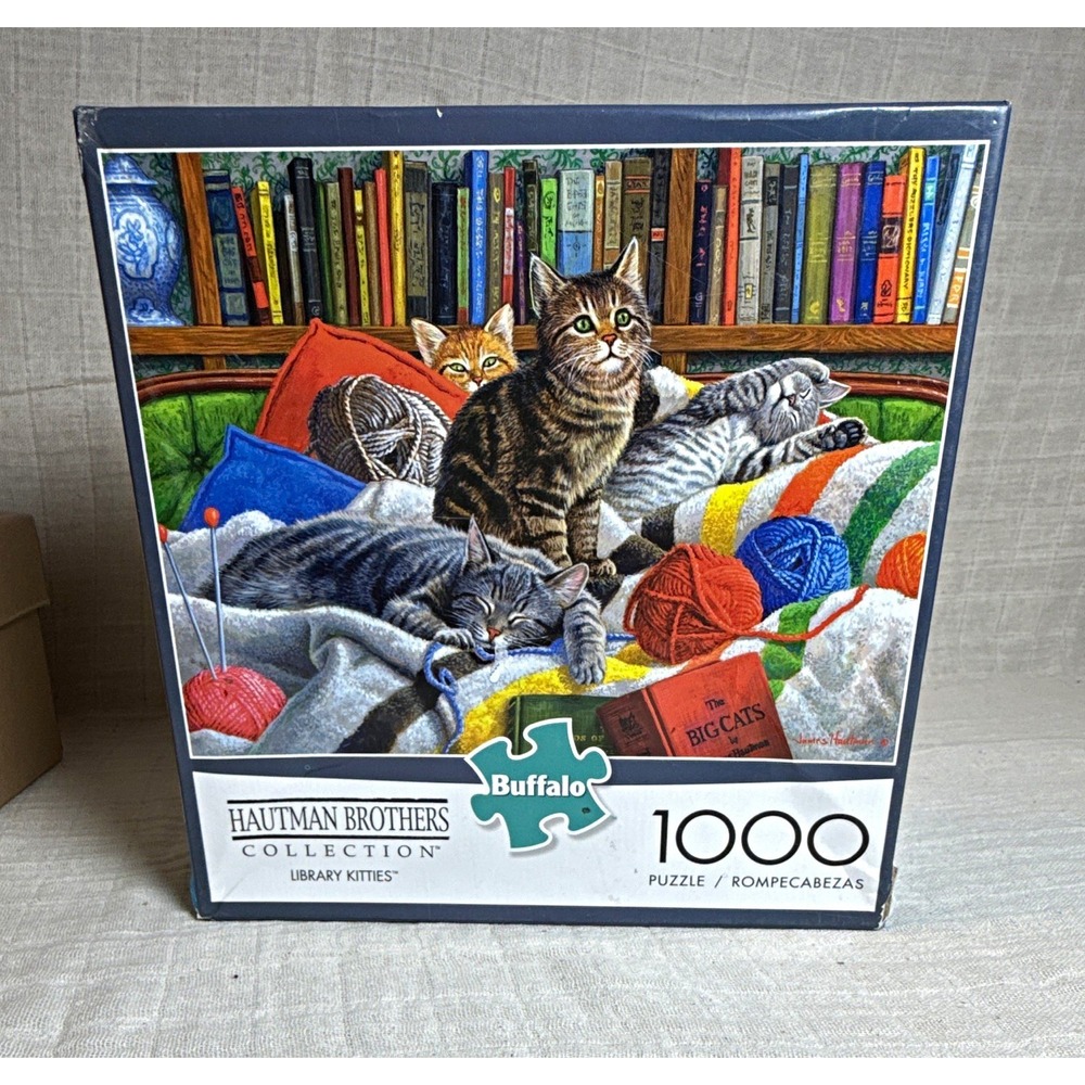 Buffalo Games Hautman Brothers Library Kitties 1000 Pc Jigsaw Puzzle NEW